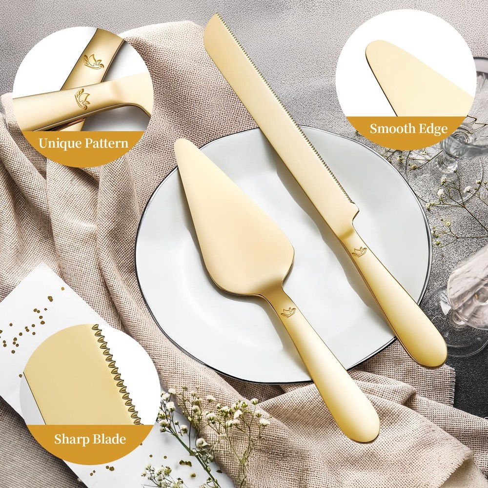 Cake Cutting Set for Wedding - Extended Cake and Server Set Thickened Stainle...