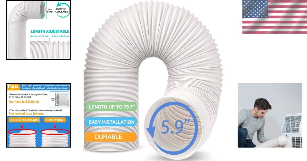 Universal Adjustable Air Conditioner Vent Hose - Durable, Flexible, Easy Install
