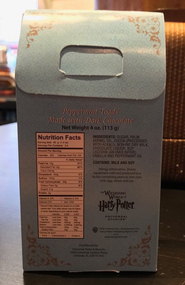 Universal Studios Harry Potter Honeydukes Peppermint Toads Dark Chocolate