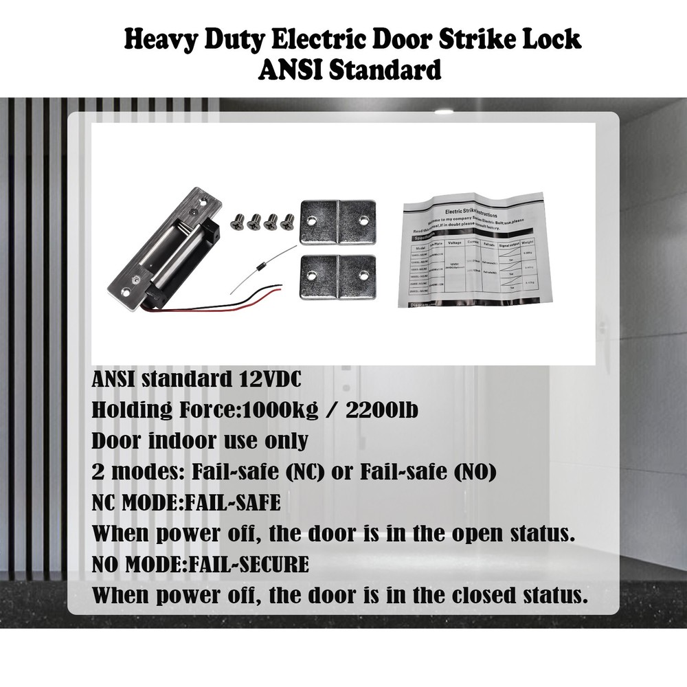 Heavy Duty Electric Door Strike Lock ANSI STD Fail-Secure/Fail-Safe Adjustable
