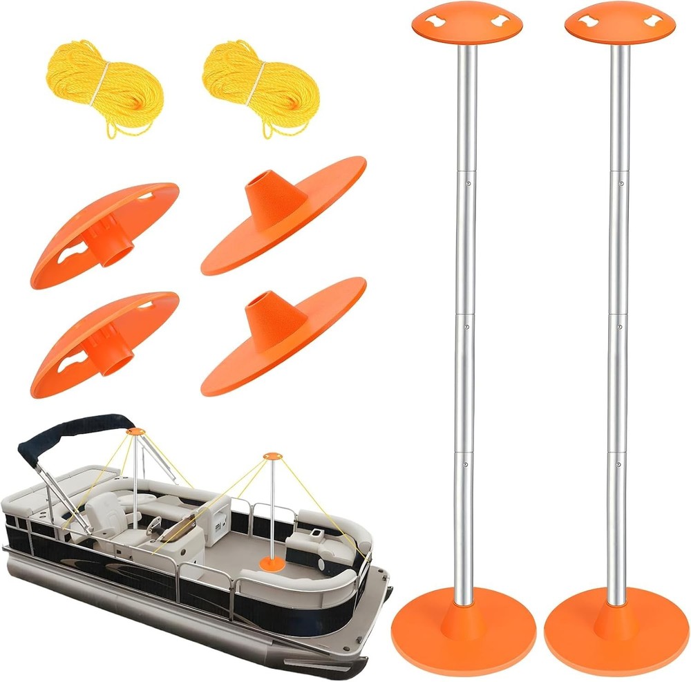 2 Pack ABS Boat Cover Support Pole With Ropes Adjustable Support Pole Anti-UV