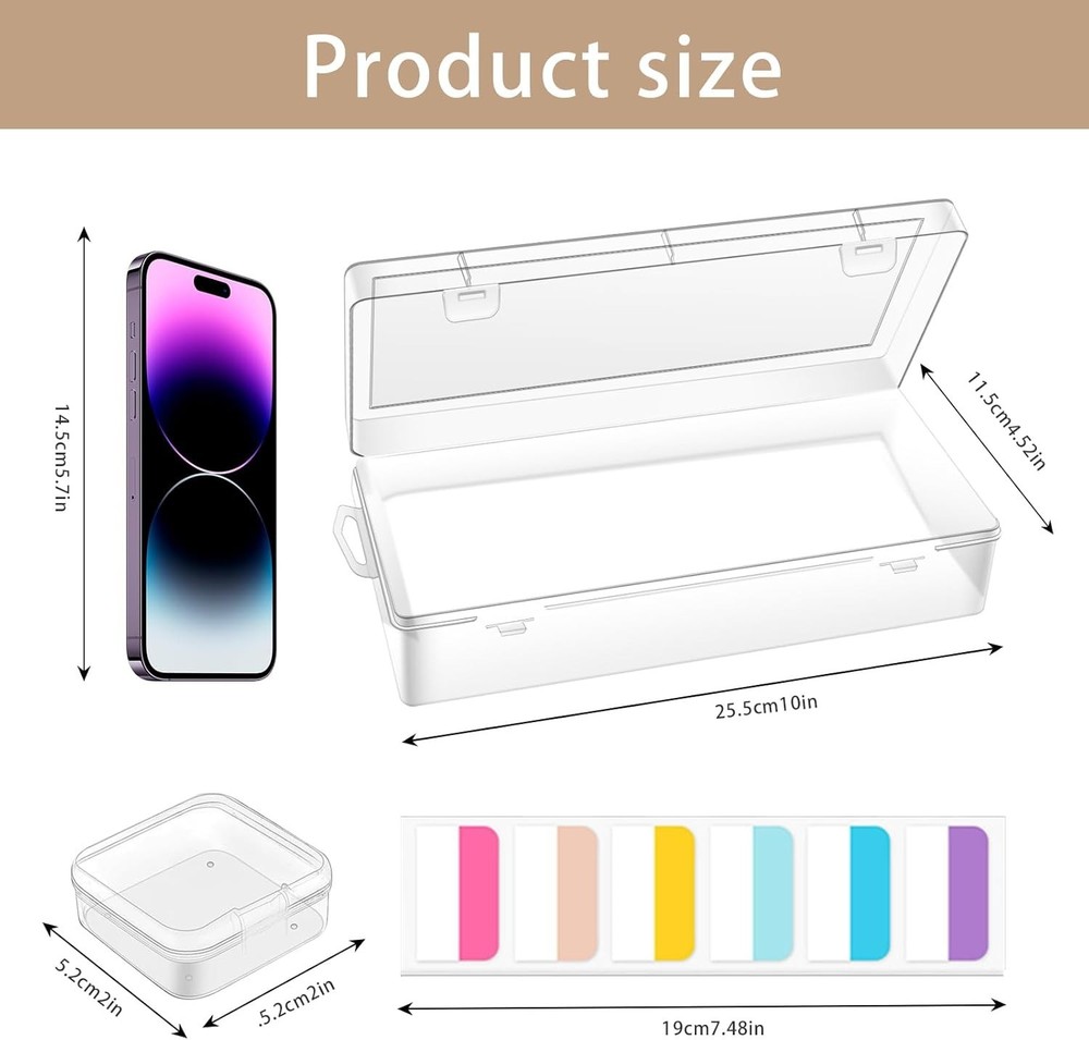 Bead Storage Containers, 24 Small Rectangular Clear 0.23" L × 4.72" W × 2.44"