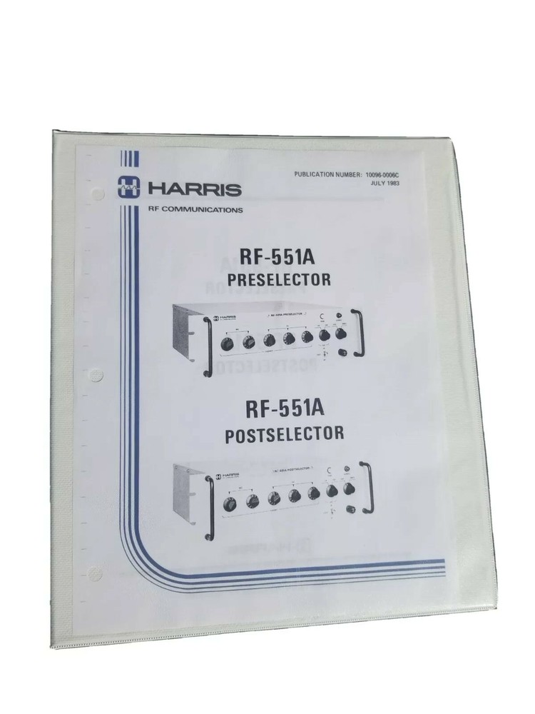 Harris RF-551A Preselector Manual Free Shipping.