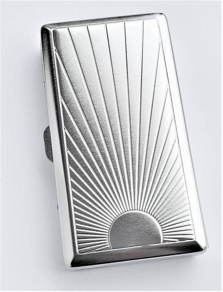 Victorian Style Cigarette Case Double Sided King & 100s Ray Pattern 4x2inch
