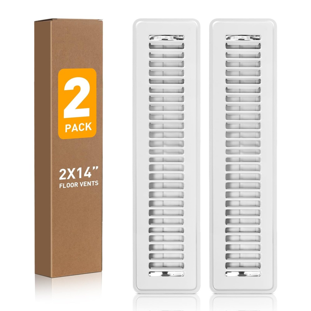 2-Pack 2x14 Floor Register Vent Covers for Home - Rust Proof Finish