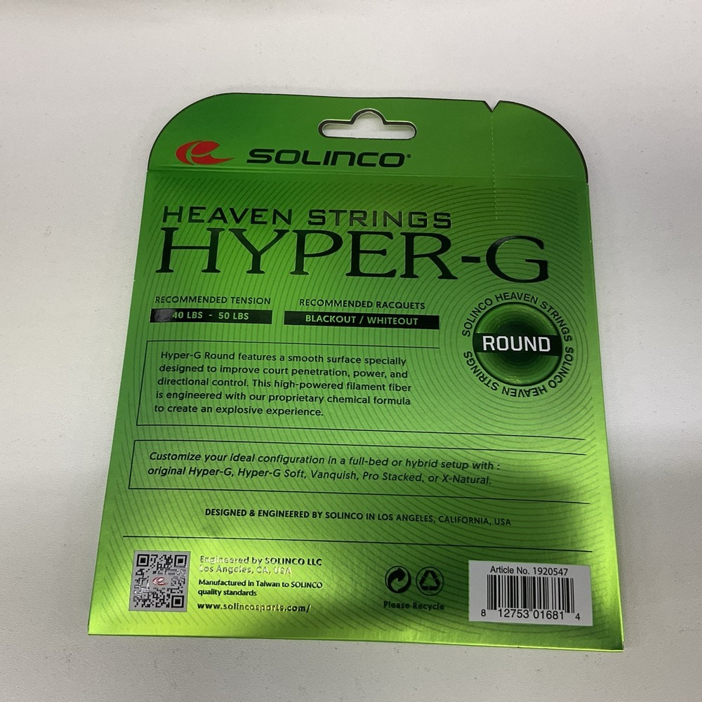 3 Pack Solinco Hyper-G Round Polyester 16Lg/1.25mm Green