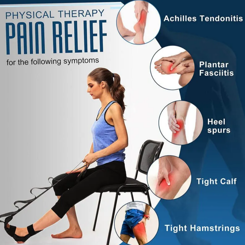 Ankle Joint Foot Calf Hamstring Multi Use Yoga Stretching Belt with 7 LOOPS