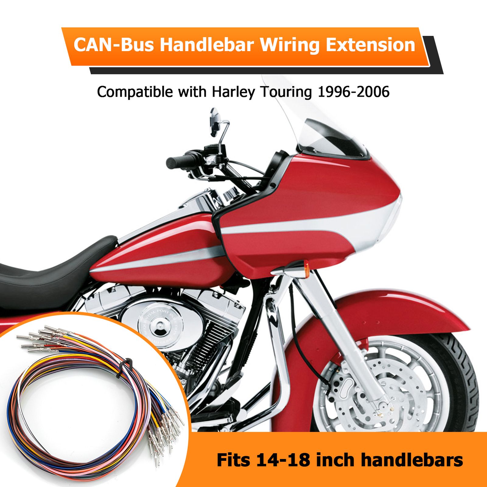 14" 16" 18" Handlebar Wire Wiring Extensions For Harley Road King FLHR 1996-2006