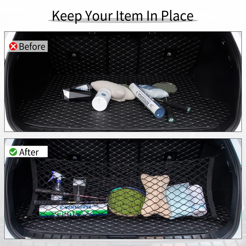 35.4x15.8 Inch Stretchable Car Cargo Net Adjustable Elastic Storage Trunk Hook