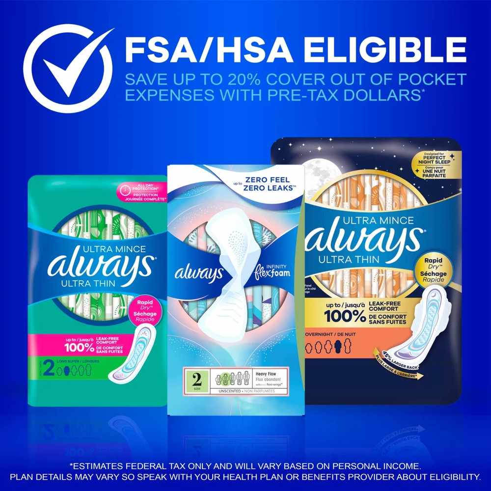 Always Ultra Thin Pads without Wings, Size 2, Long Super Absorbency, 40 Count