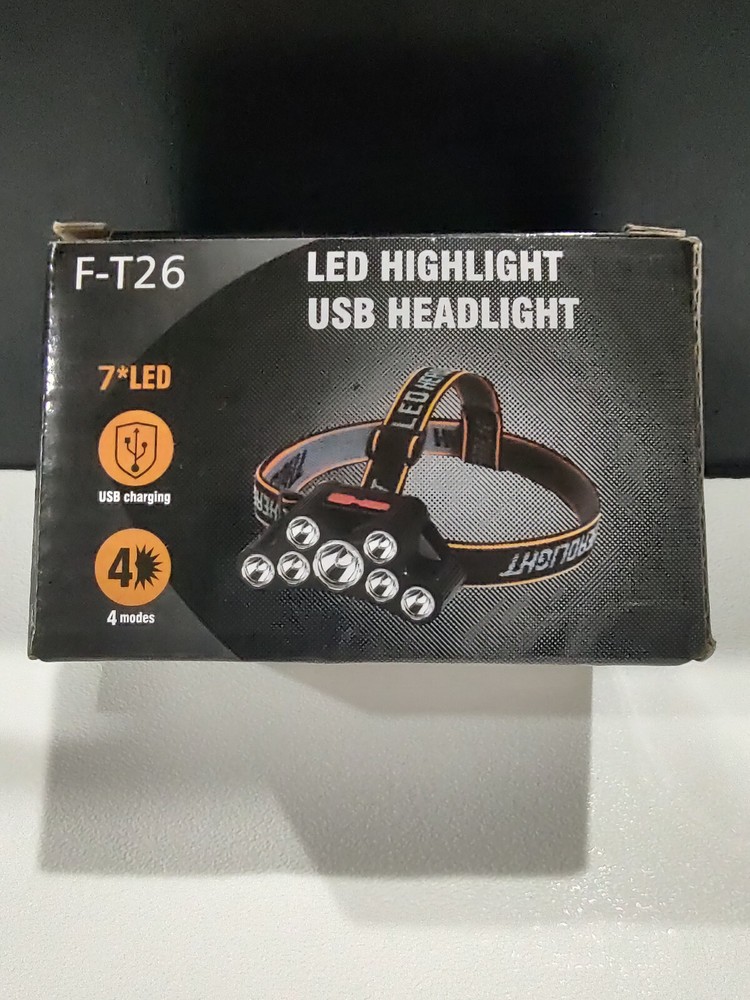LED USB Headlight with headstrap rechargable with recharge cable