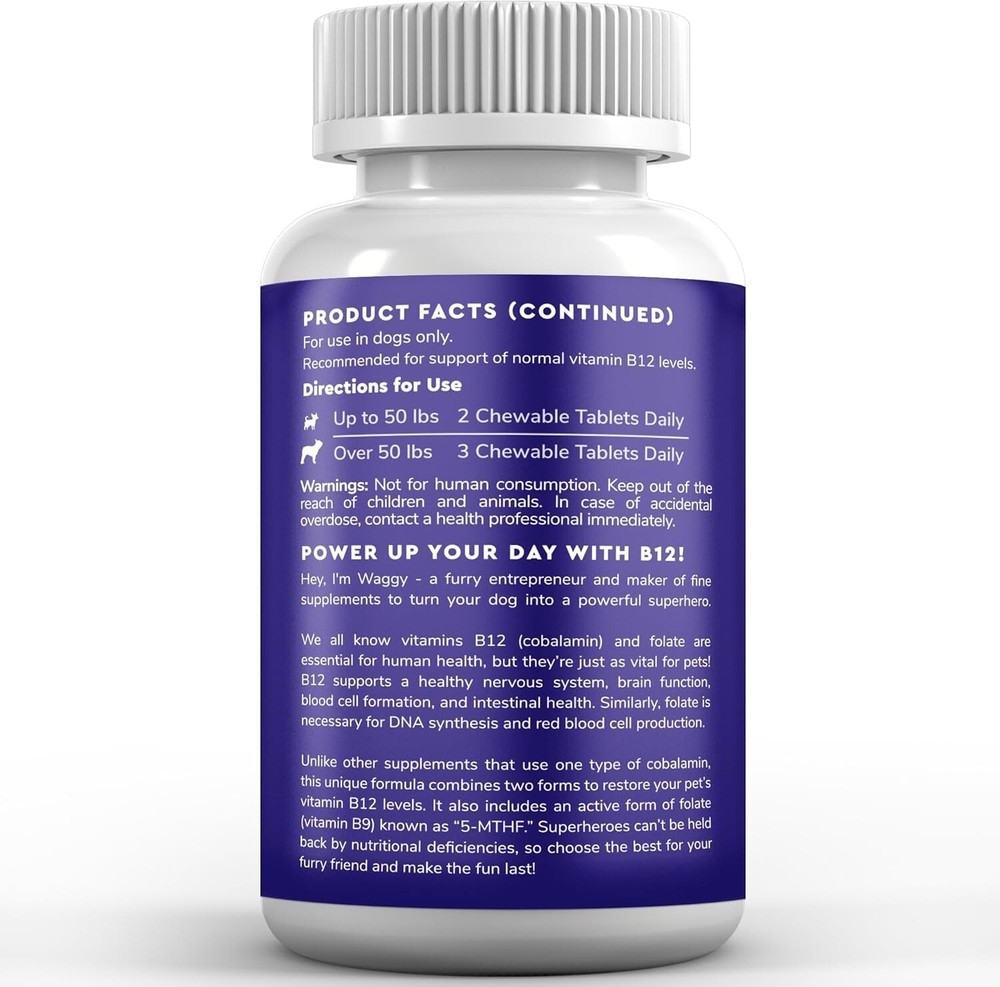 B12 Supplement for Dogs – 90 Beef Flavored Chewables
