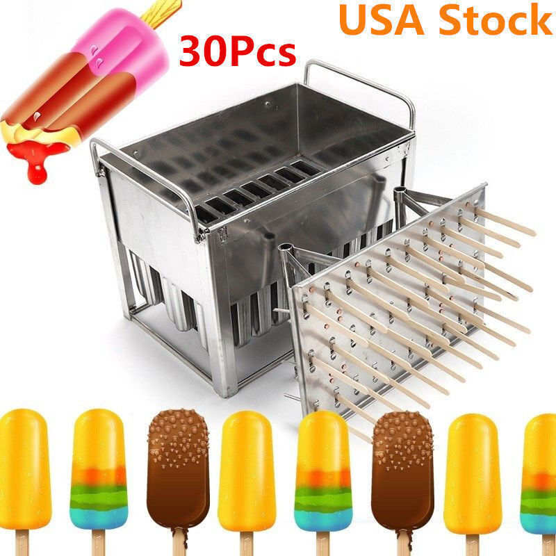 30pcs Stainless Steel Molds Pop Lolly Ice Cream Stick Holder Mold Stick