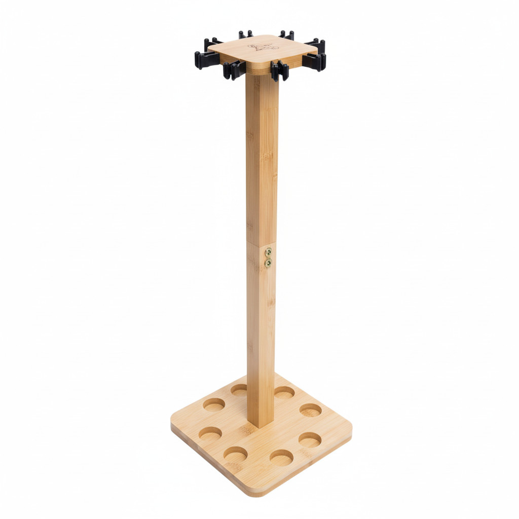 Fishing Rod Storage Racks, 100% Wood Floor Stand Fishing Pole Holders of 8 Rods