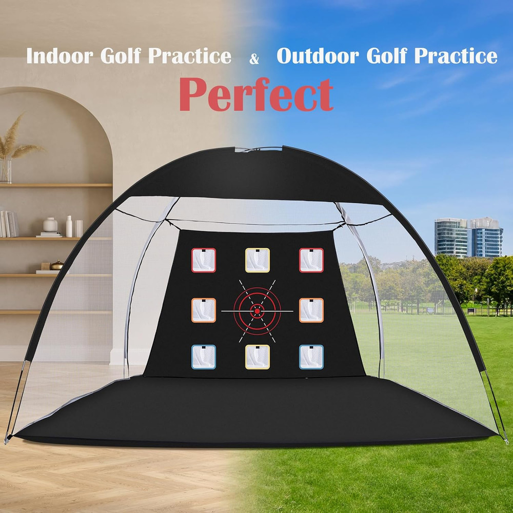 10x7ft Golf Practice Net with Mat - Indoor/Outdoor Hitting & Driving Solution