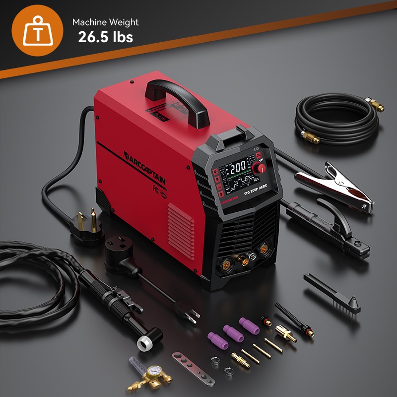 ARCCAPTAIN TIG Welder AC/DC 200Amp 7 in 1 Welding Aluminum TIG Welder 110V/220V