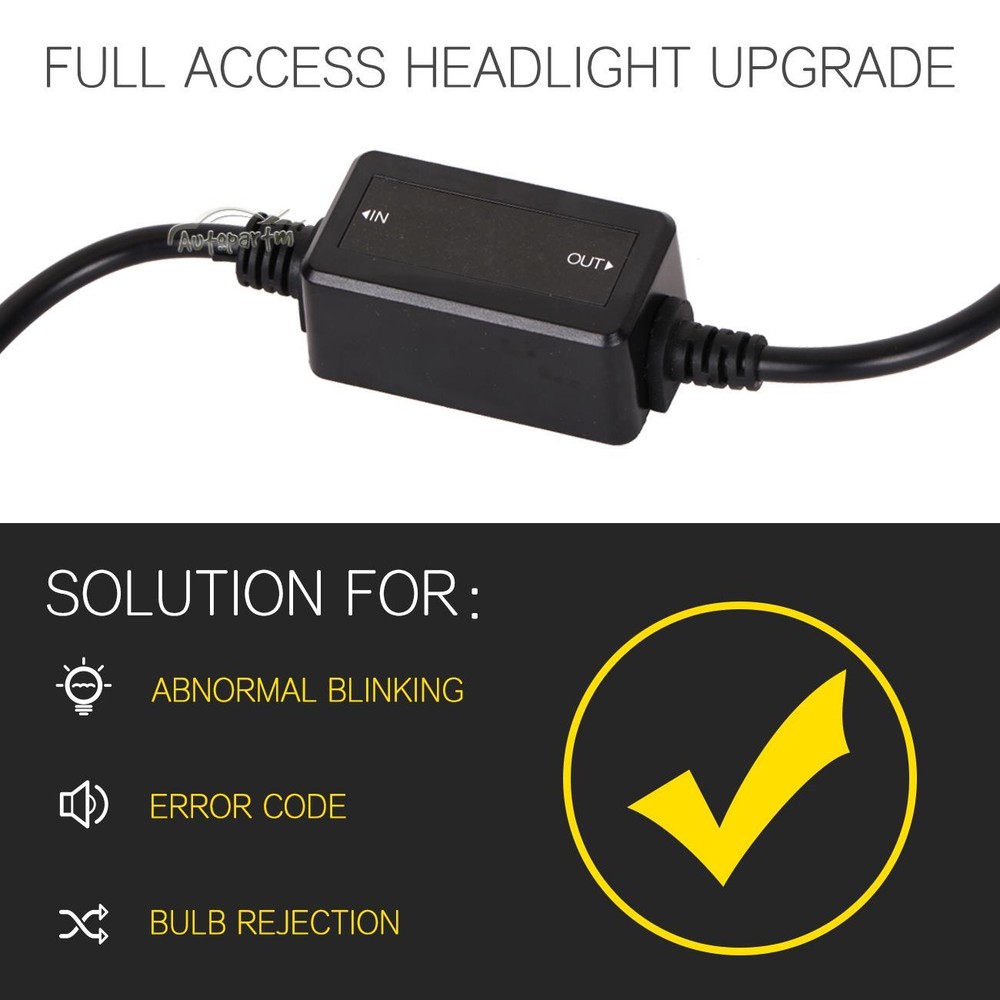 2Pcs H4 9003 LED Headlight Canbus Load Resistor Decoder Error Free Anti Flicker