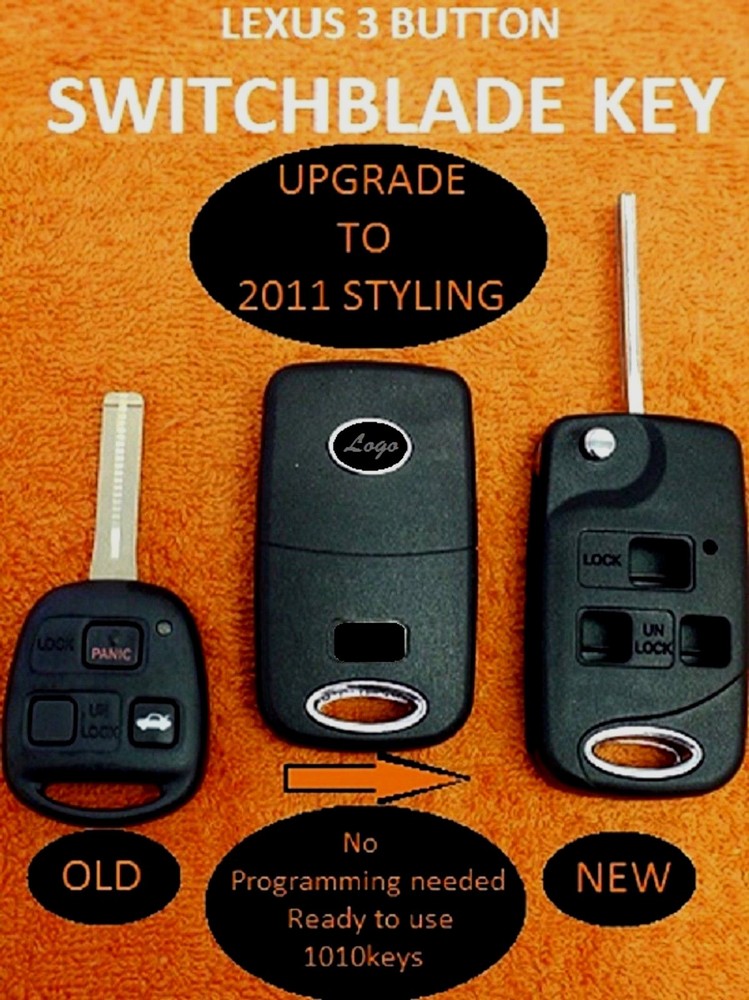 BLADE CUT by KEYCODE, FLIP REMOTE KEYFOB SHELLS for LEXUS w/LOGO...DIY REPAIR