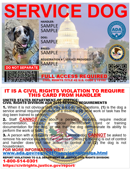 HOLOGRAPHIC ADA SERVICE DOG ID CUSTOMIZABLE