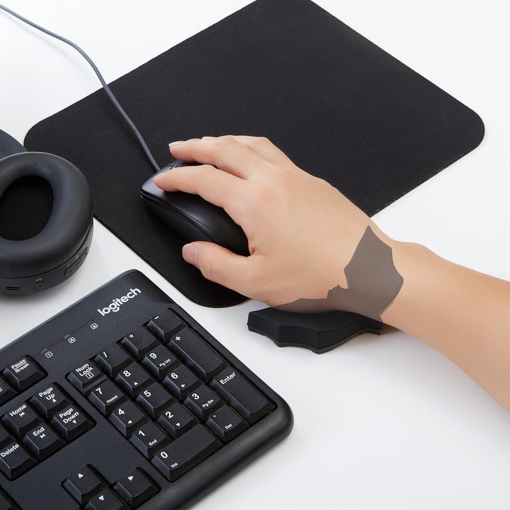 Kreeqe Mouse Wrist Rest Support, Bat Shape Rest, Sliding Medium, Black