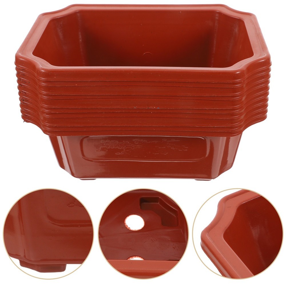 10 Pcs Ceramic Pot Bonsai Office Plastic Training Pots Large Planter Patio
