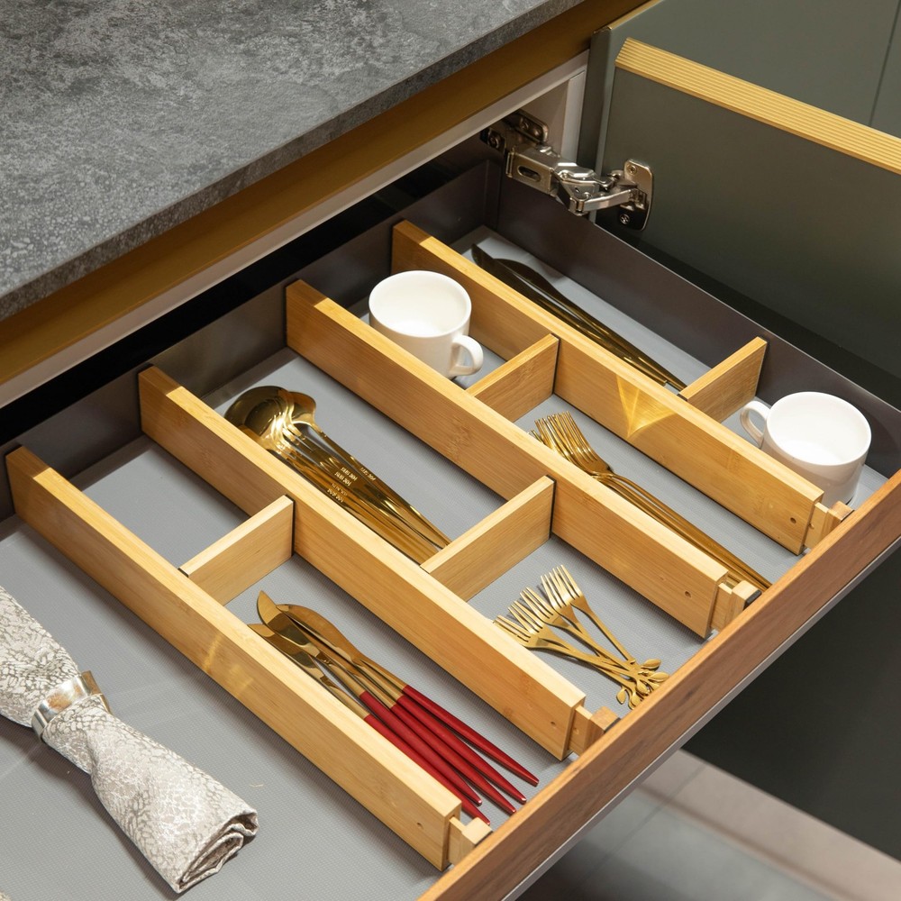 Expandable & Adjustable Drawer Organizer with 4 Dividers & 4 Inserts Storage ...