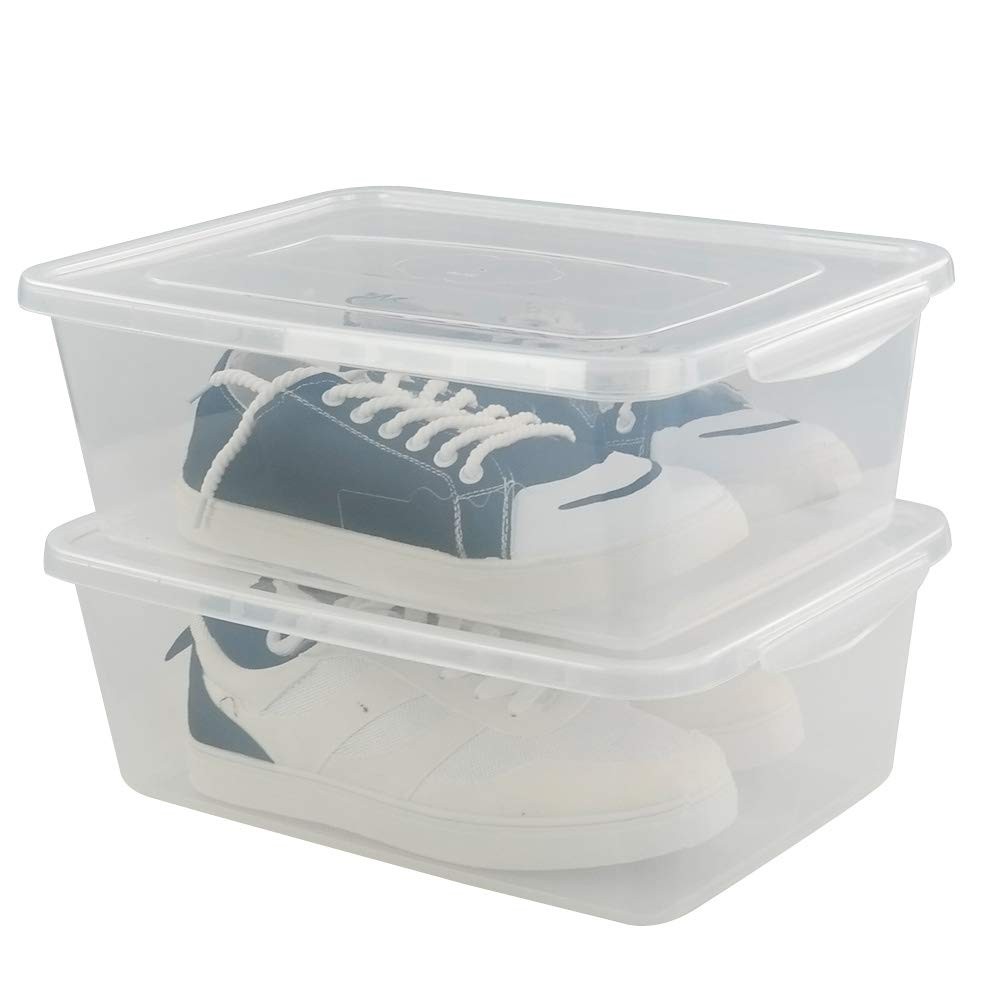 Clear Plastic Storage Bin, 14 Quart Latching Box Container with Lid, 4 Packs