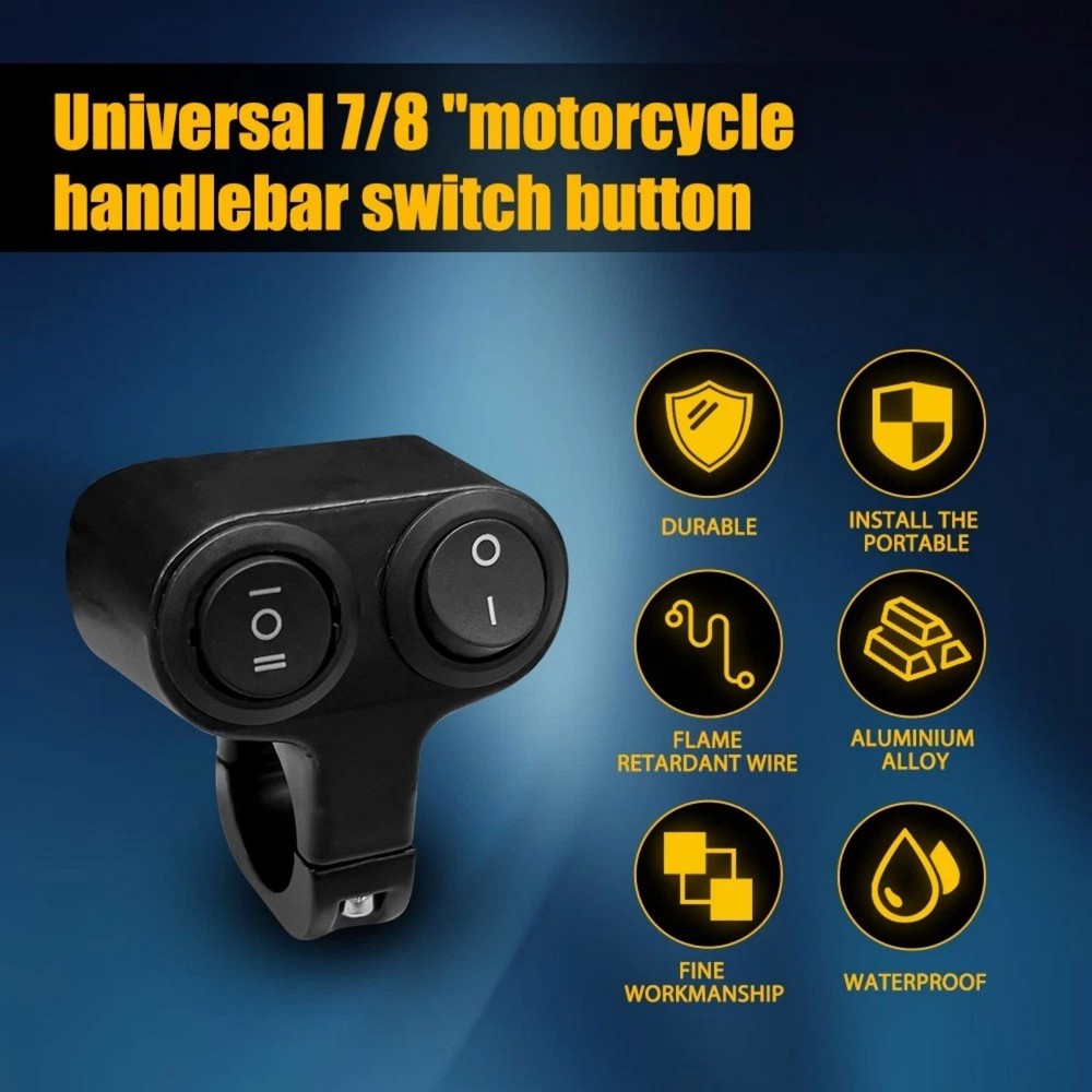 Motorcycle Handlebar 7/8" Dual Button On Off Switch For Headlight Spot Light New