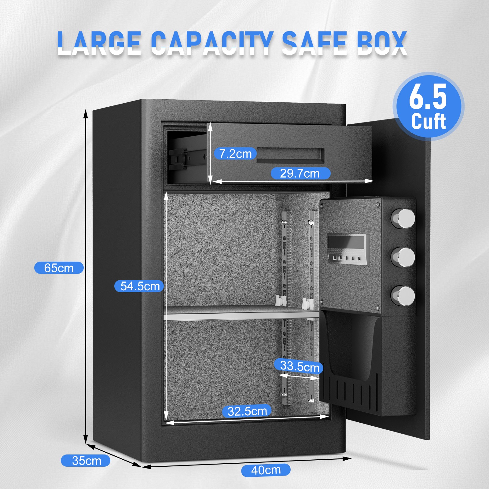 6.0 Cub Digital Extra Large Safe with Slide Drawer for Jewelry Cash Pistol