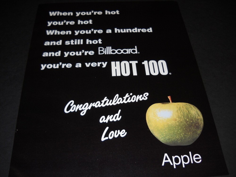 APPLE RECORDS When You're Hot You're Hot 1994 BB Promo Poster Ad A VERY HOT 100