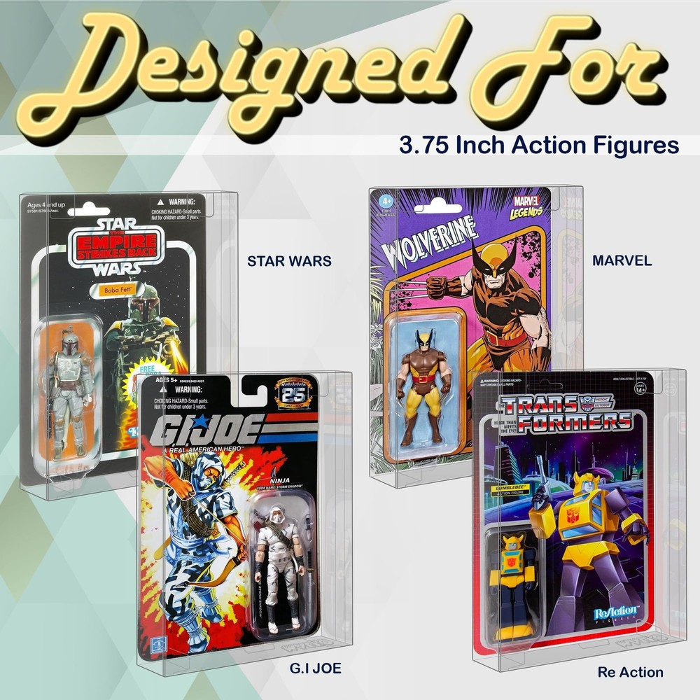 6 Pack Protector Display Case for Carded 3.75 Inch Action Figures Compatible