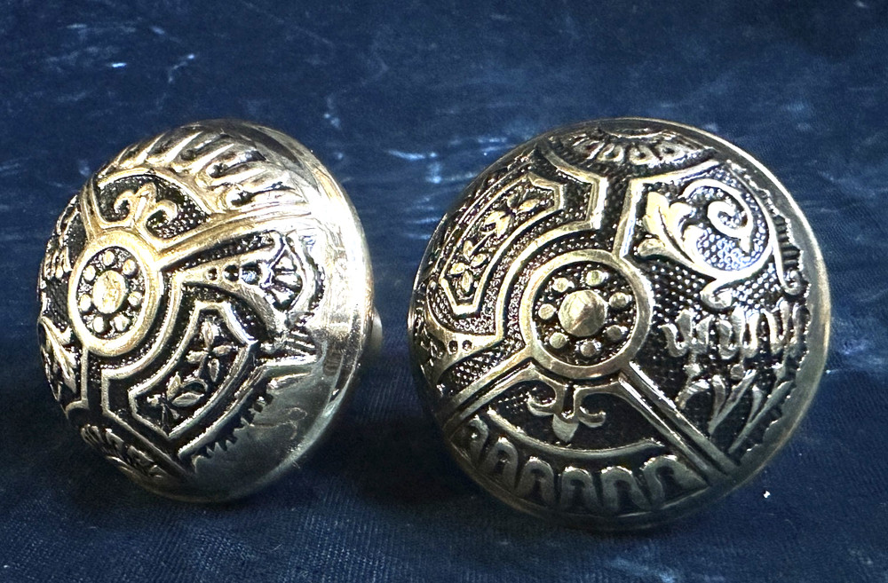 Antique Victorian Ornate Corbin Ceylon Passage Set Door Knobs & Backplates *