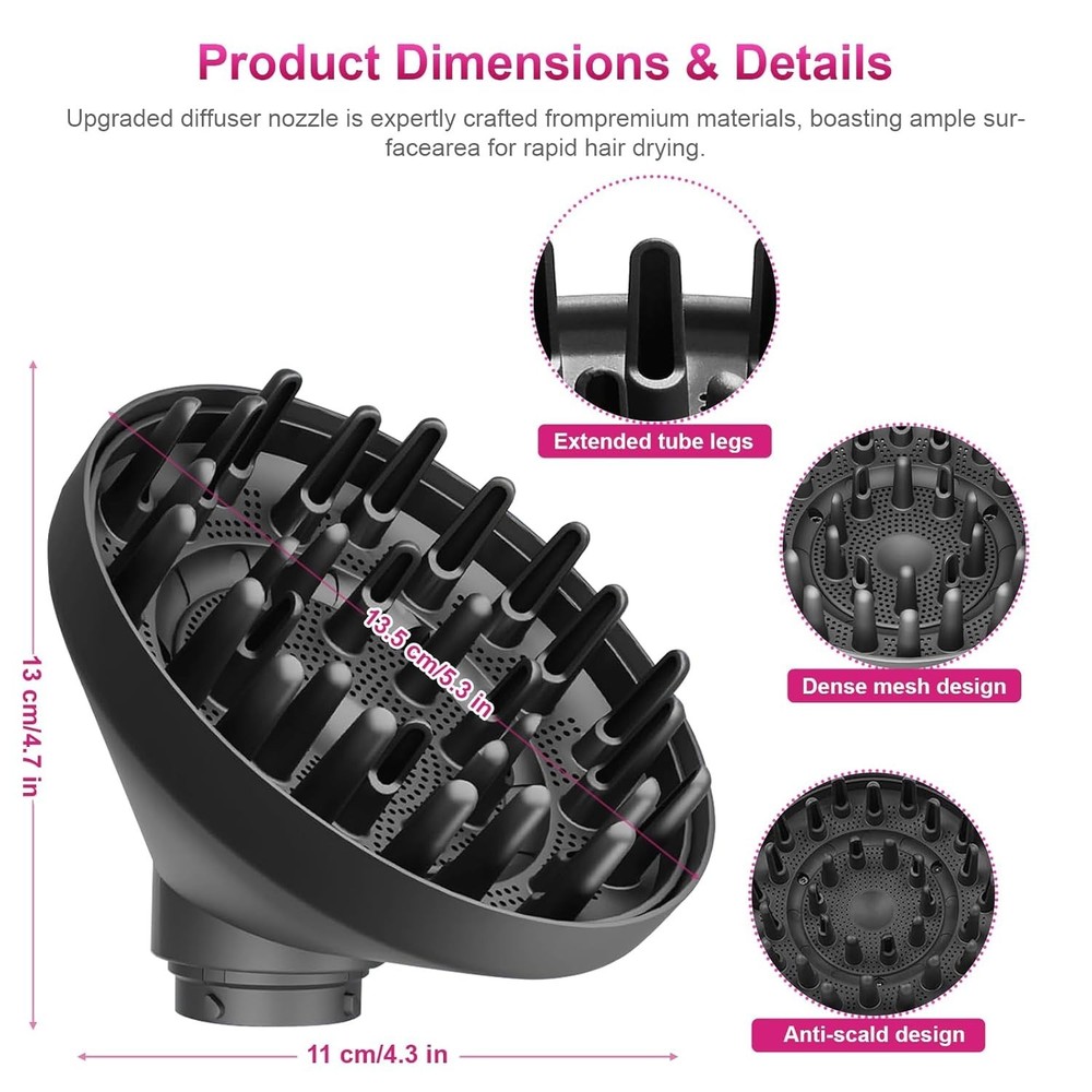 Upgraded Diffuser for Dyson Airwrap Styler, Portable Hair Dryer Diffuser Atta...
