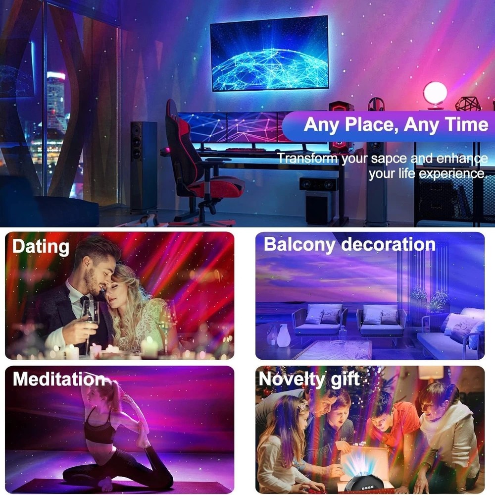 Dynamic Starry Sky Projector with Bluetooth & 33 Lighting Effects for Home Décor