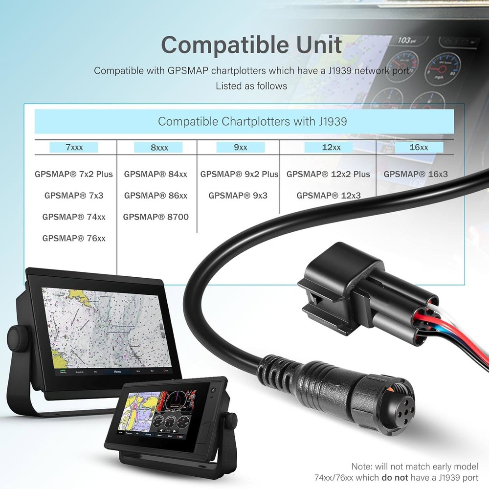 010-12770-00 Adapter Cable for Garmin J1939 Equipped GPSMAP Chartplotters, 3ft