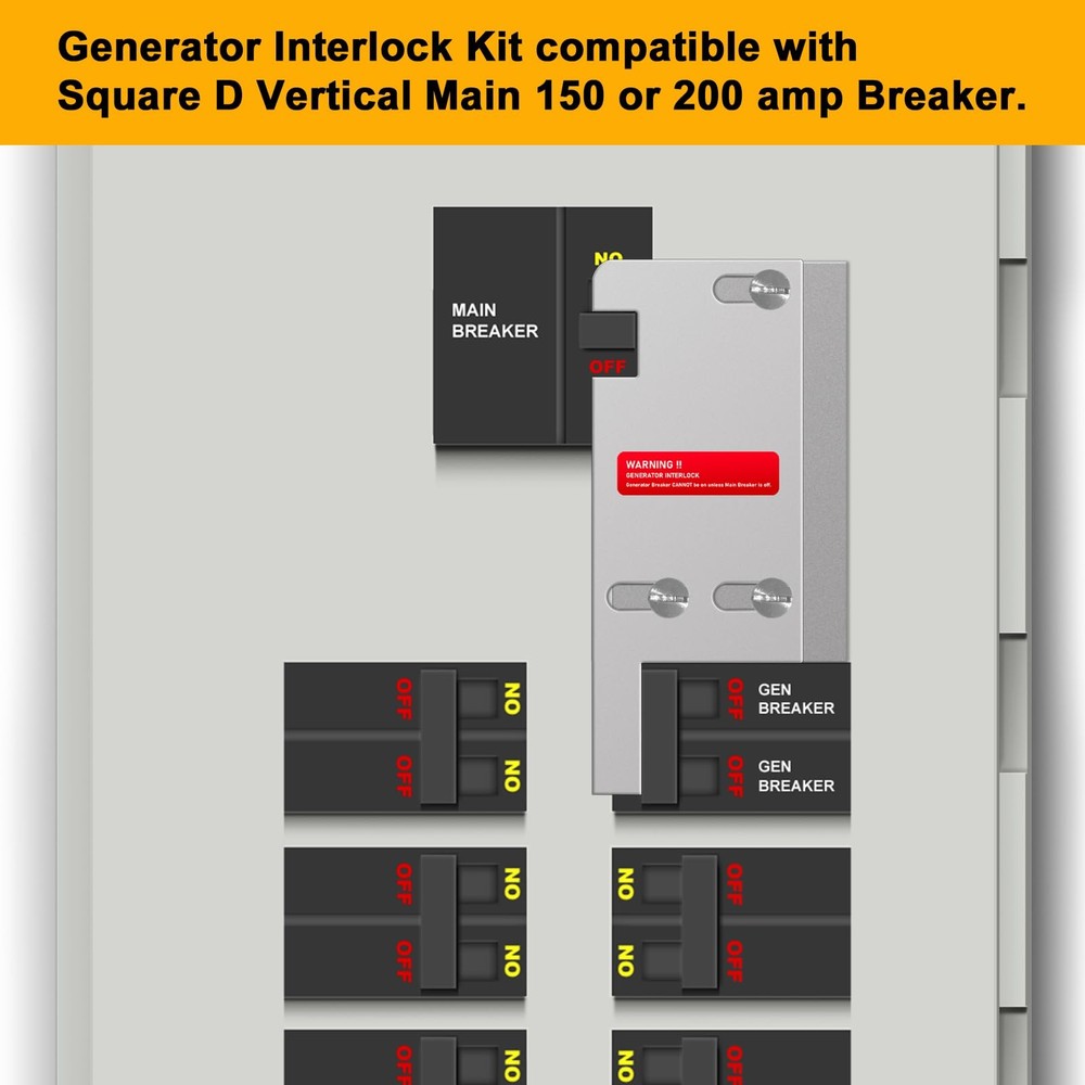 Generator Interlock Kit Compatible with Square D Vertical Main 150 or 200 amp.