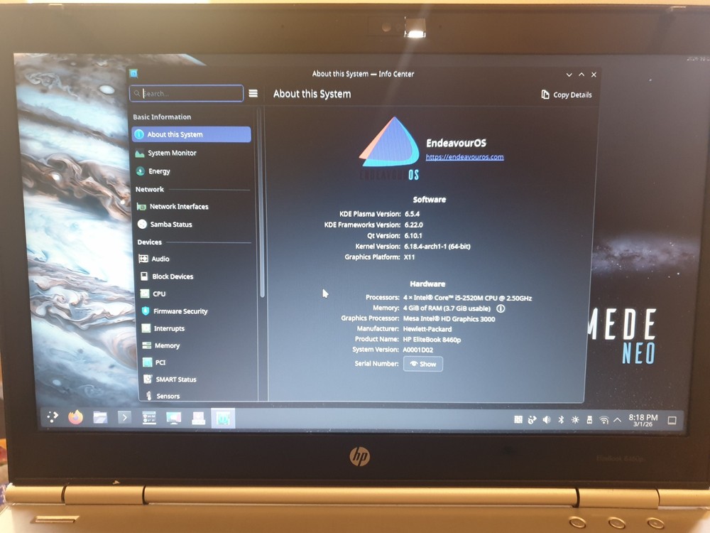 Linux Endeavour OS V2026.01.12 64bit, Bootable Live and Install USB Flash Drive