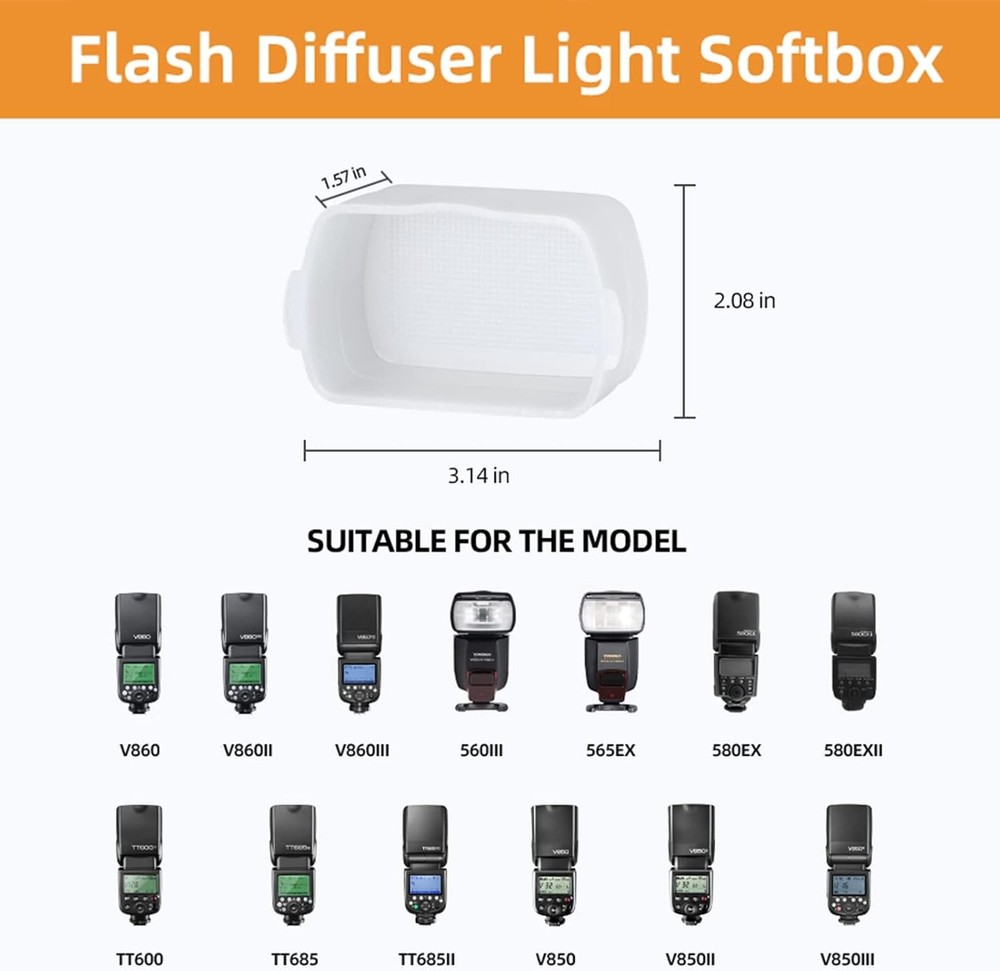 Flash Diffuser for Speedlight [3-Pack], Compatible with Canon 560 565EX...
