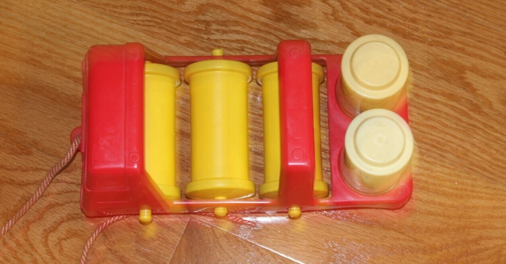 Vintage Johnson & Johnson Rhythm Roller Red Pull Toy Truck & Rollers