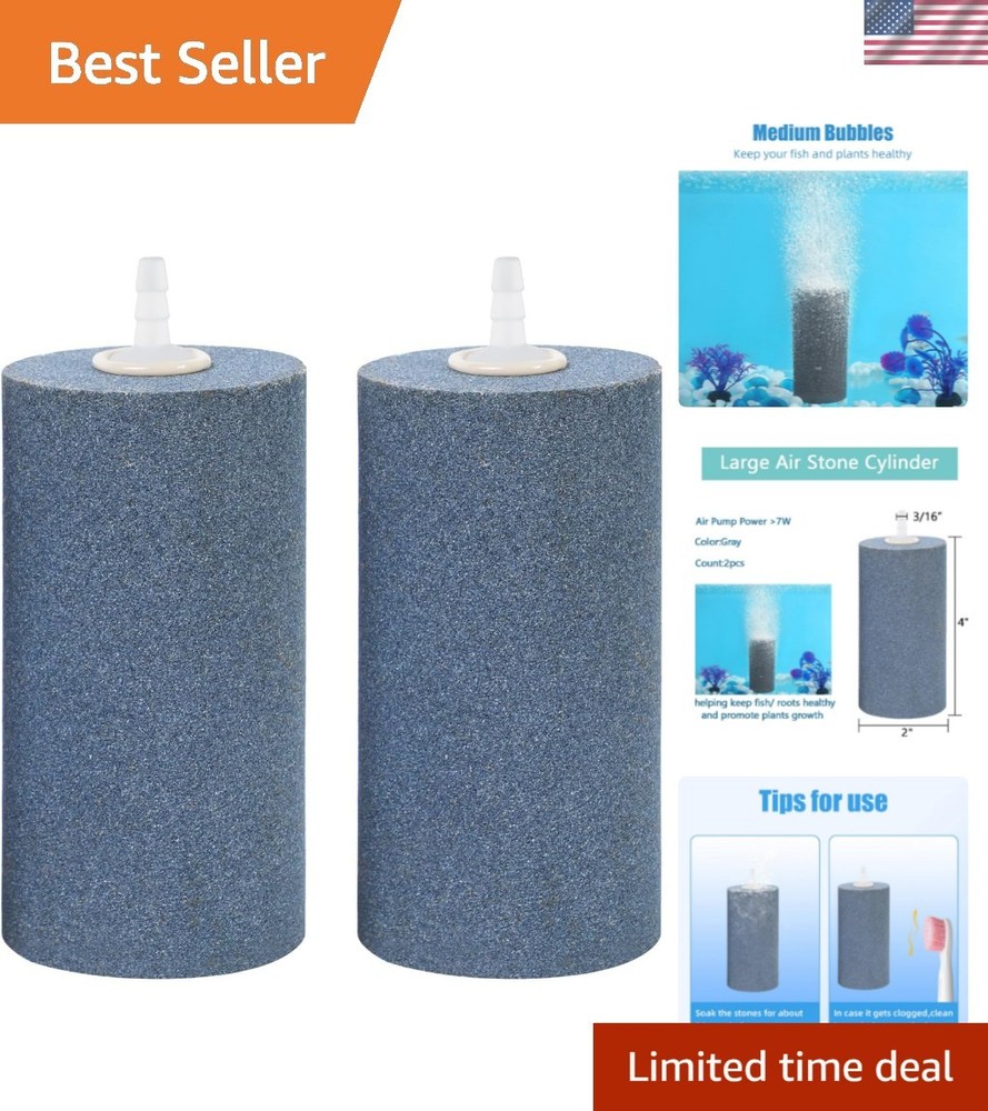 Large Aerator Bubble Diffuser 4"x2" - 2 Pack for Aquariums & Hydroponics