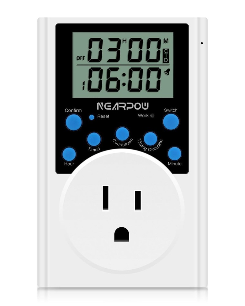 Smart 5-Inch LCD Timer Outlet, Fireproof Programmable Plug for Appliances, 15A
