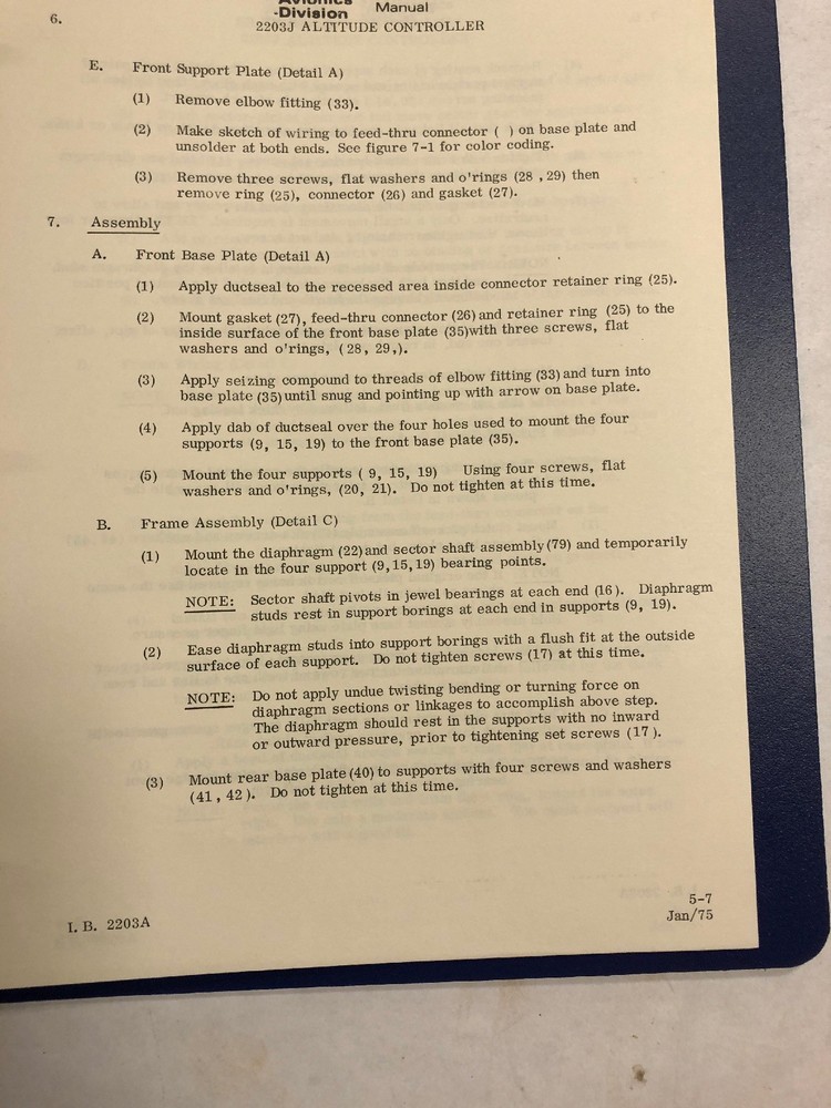 Bendix Altitude Controller 2203J Maintenance Manual -1975-Original