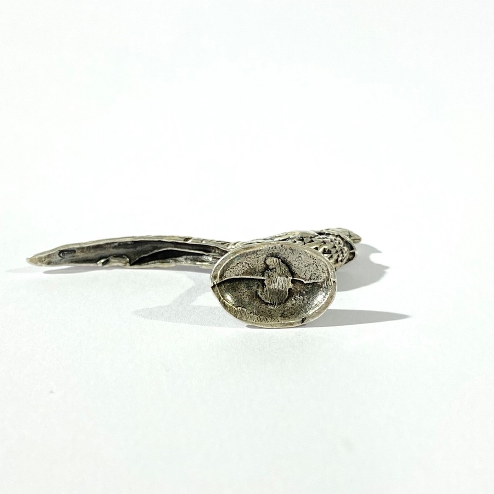 vintage solid silver pheasant miniature , hallmarked italian figurine