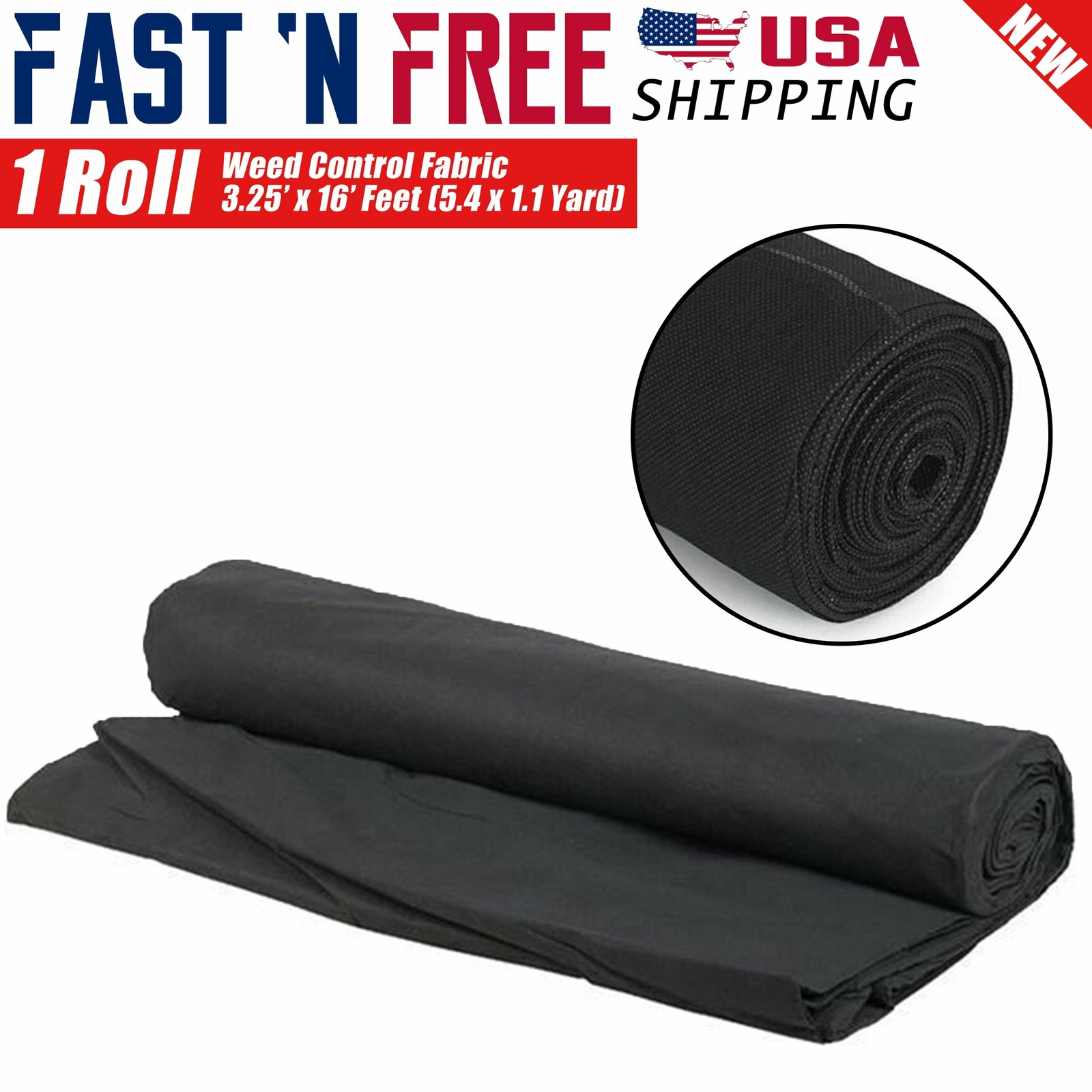 3.25' x 16' Feet Landscape Ground Cover Weed Barrier Control Fabric Plant Cover
