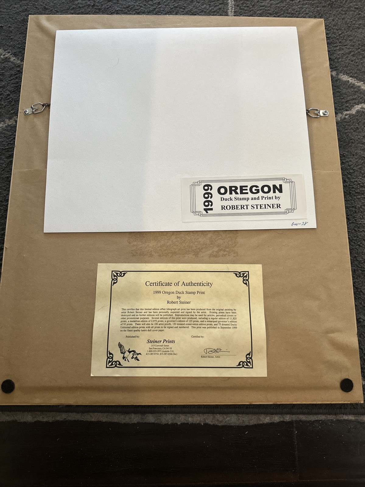 1999 Oregon - State Duck Stamp Print ROBERT STEINER Governors Edition 38/125