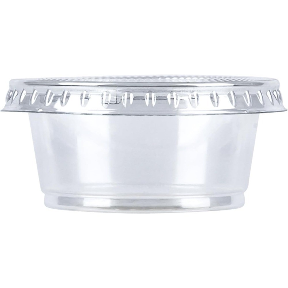 Disposable Plastic To-Go Cups with Lids Mini 2oz Small Sampling Cups 50 Count