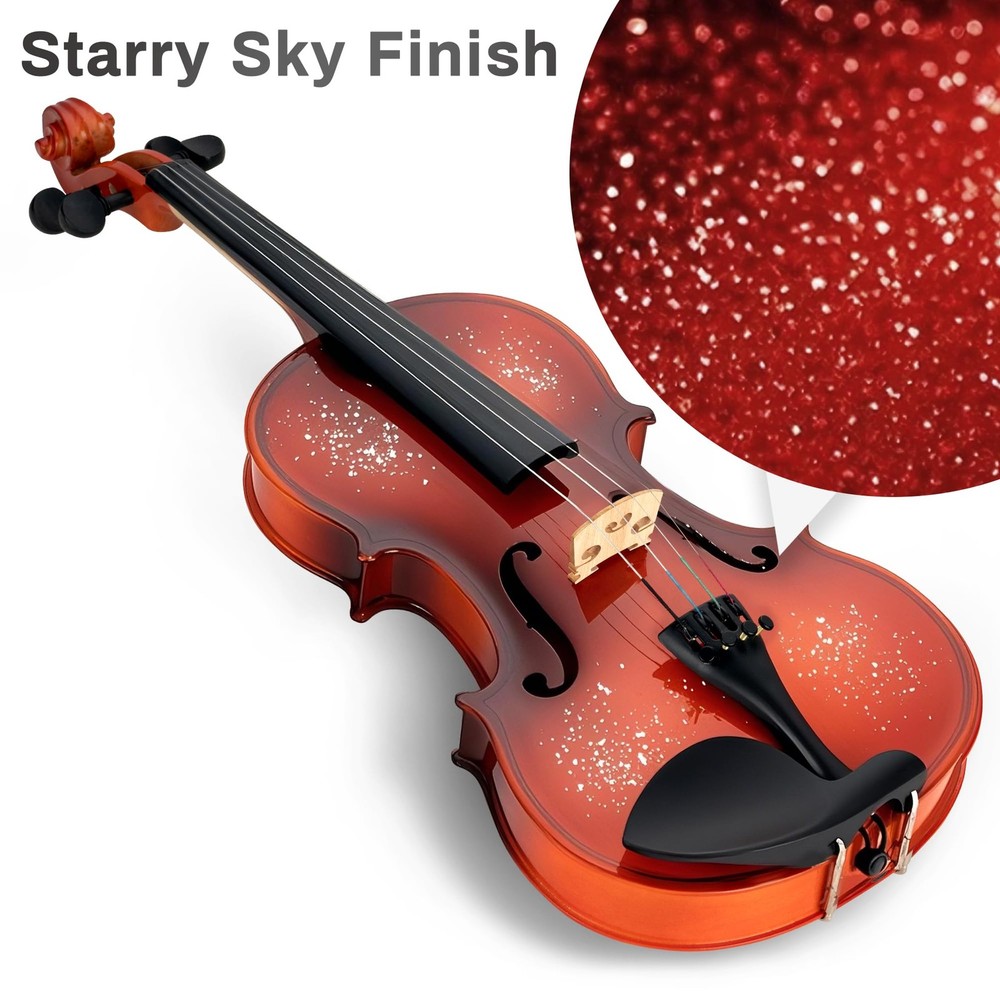 Poseidon 4/4 Full Size Beginner Violin Set Spruce Acoustic Red w Case Bow