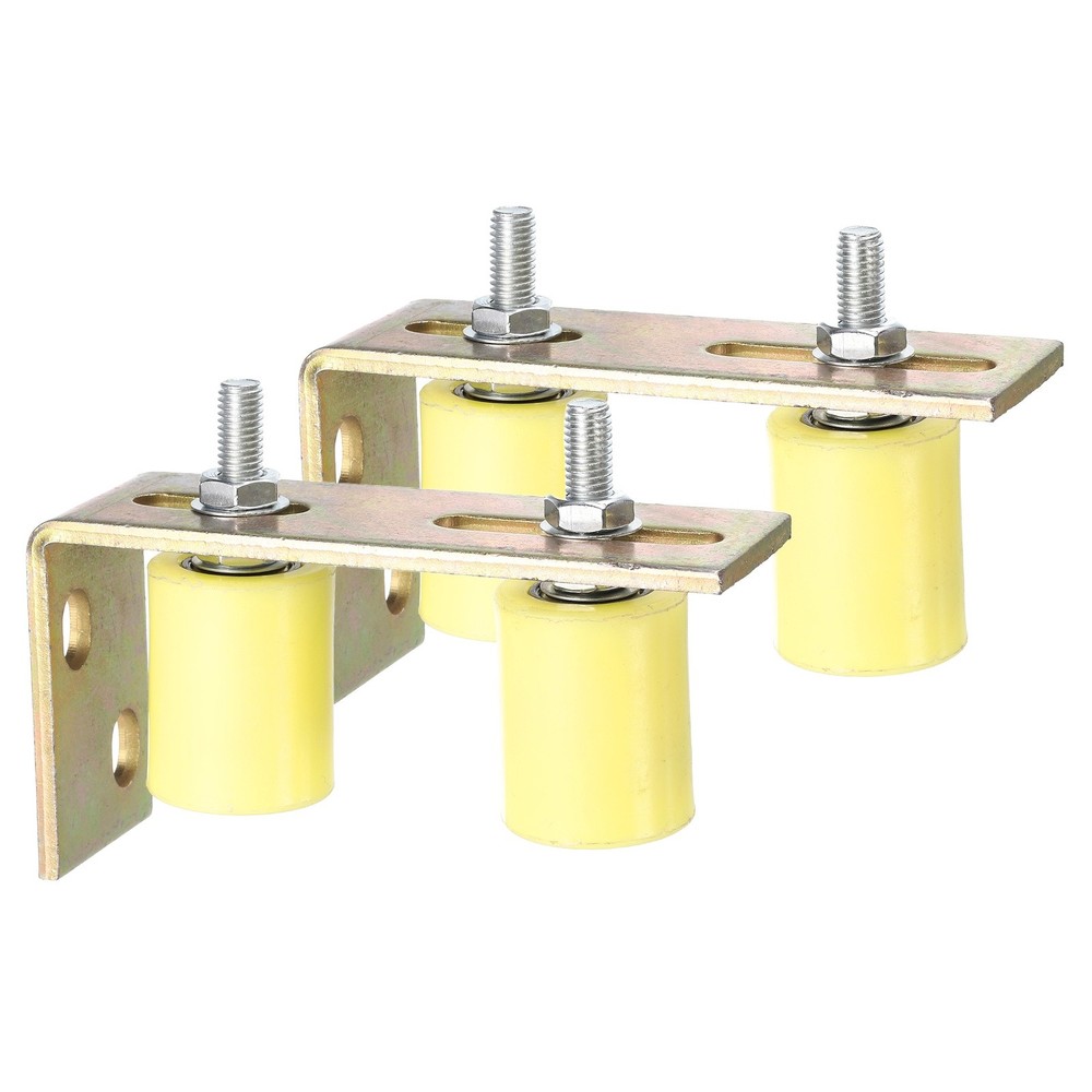2Set Slide Gate Guide Roller, 1-5/8"x2" Nylon Gate Support & Bracket, Yellow