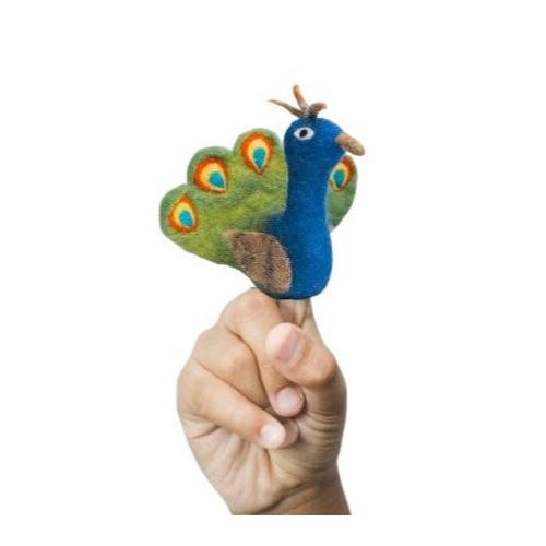 Peacock Finger Puppet | Handcrafted Felt Figure