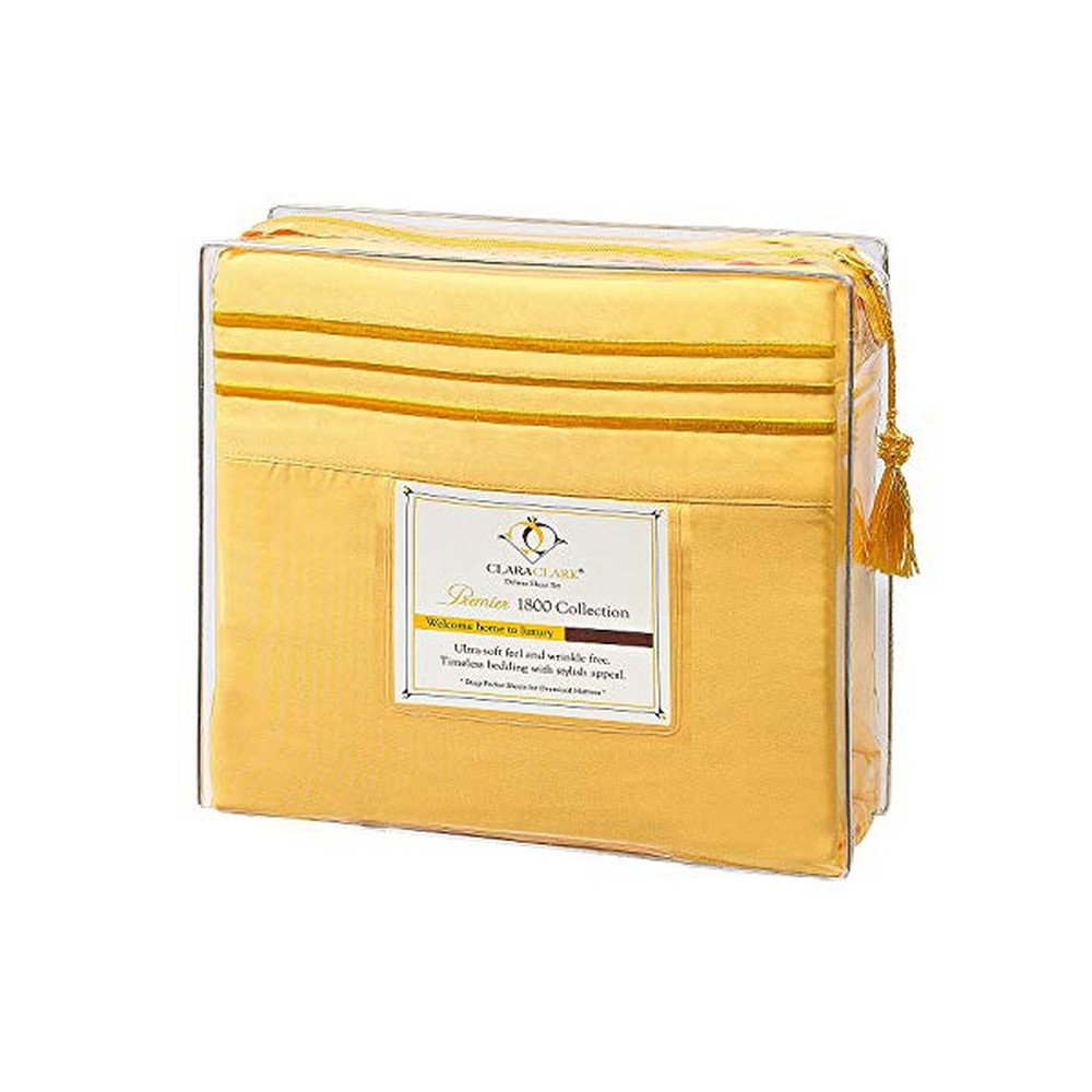 Full Size Sheet Set Flat & Fitted/2 Pillowcase Double Brushed Microfiber Yellow